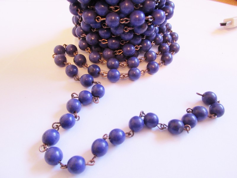 (image for) Bead chain - Purple - Bronze wire (ROLL) #PC/C8mm